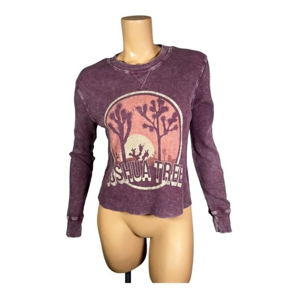 Joshua Tree Full Tilt Shirt Women's XL Juniors Purple Graphic Long Distressed - Picture 1 of 9
